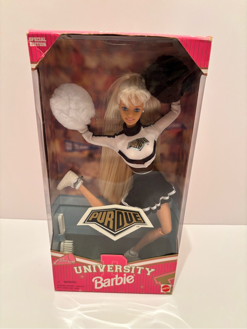 University Of Purdue Barbie Doll Cheerleading 1996 Special Edition Mattel